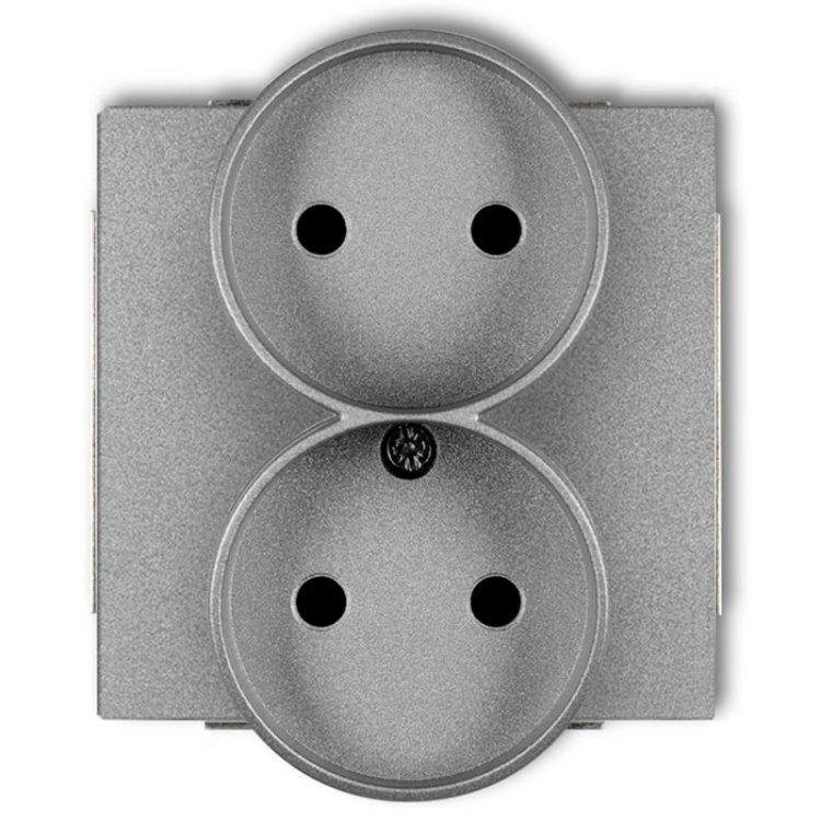 Mechanizm gniazda podwójnego 7DGPR-2P do ramki 2x2P bez uziemienia srebrny metalik Deco Karlik