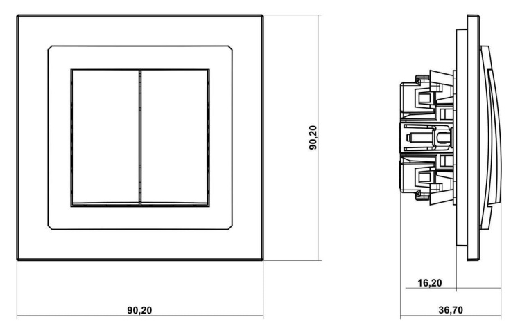 Mechanizm łącznika podwójnego schodowego 11DWP-33 grafitowy Deco Karlik