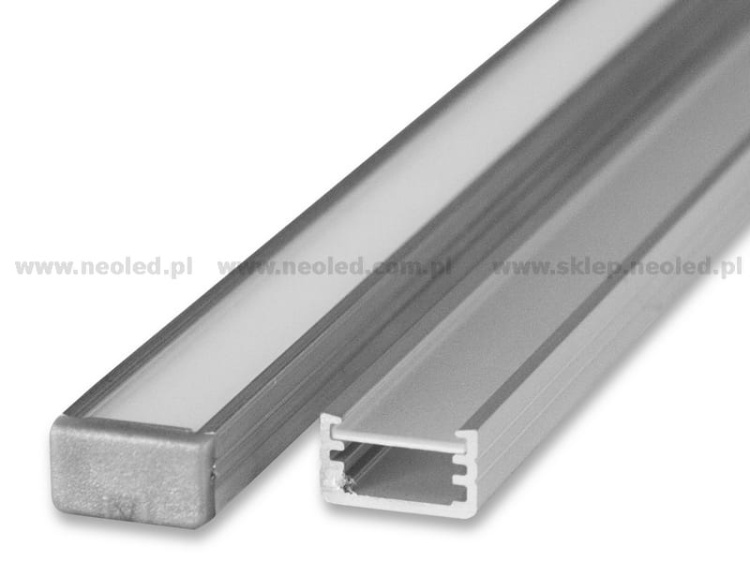 Zaślepka do profilu led SLIM8 szara Topmet przykład zamontowania w profilu