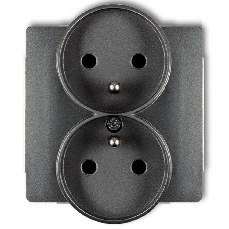 Mechanizm gniazda podwójnego 11DGPR-2ZP do ramki 2x(2P+Z) z uziemieniem grafit Deco Karlik