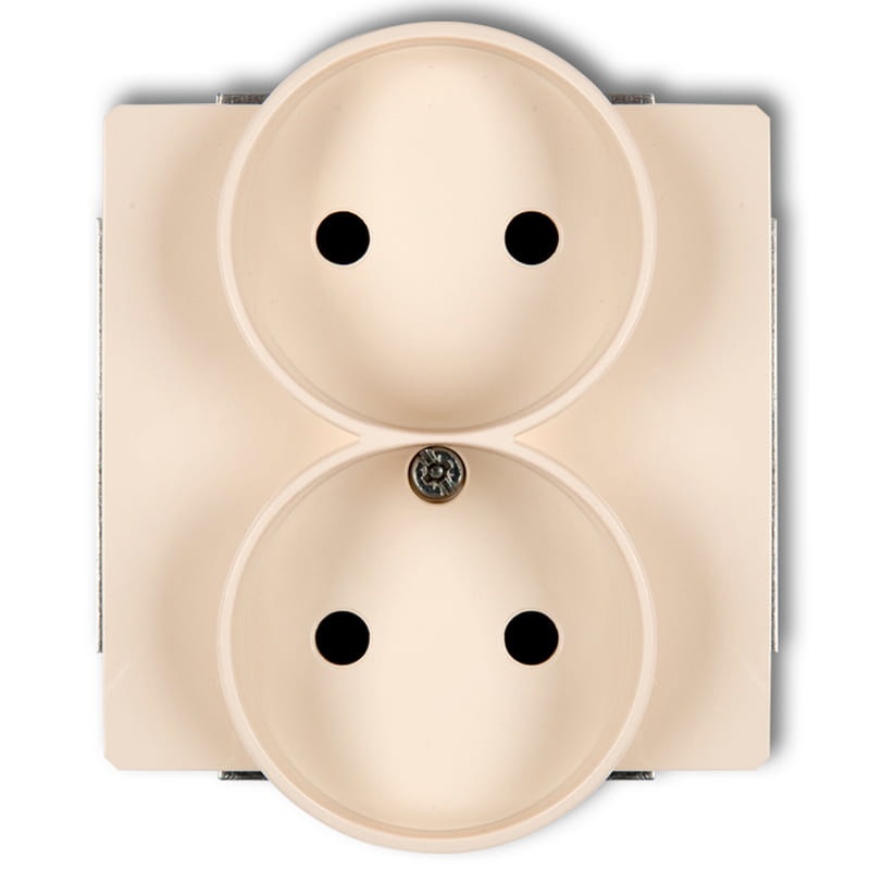 Mechanizm gniazda podwójnego 1DGPR-2P do ramki 2x2P bez uziemienia beżowy Deco Karli