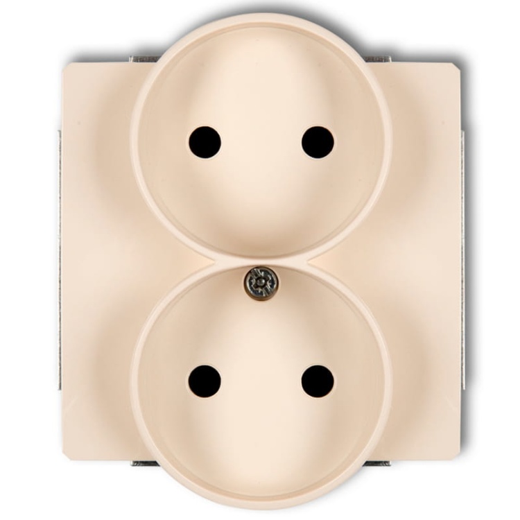 Mechanizm gniazda podwójnego 1DGPR-2P do ramki 2x2P bez uziemienia beżowy Deco Karli