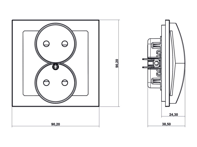 Mechanizm gniazda podwójnego 9DGPR-2P do ramki 2x2P bez uziemienia brązowy metalik Deco Karlik