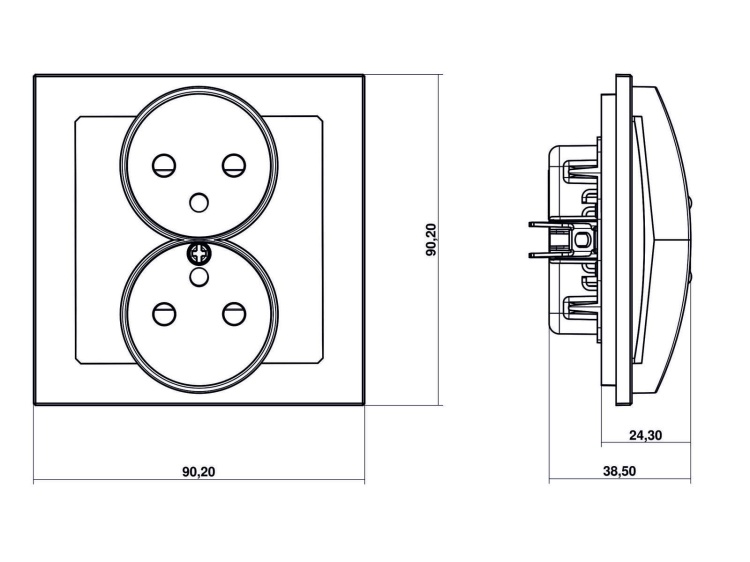 Mechanizm gniazda podwójnego 9DGPR-2ZP do ramki 2x(2P+Z) z uziemieniem brązowy metalik Deco Karlik
