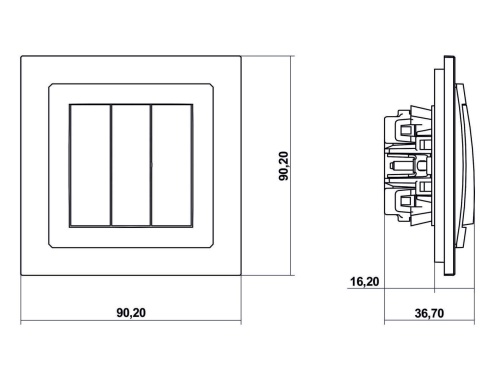 Mechanizm łącznika potrójnego 8DWP-7 złoty metalik Deco Karlik