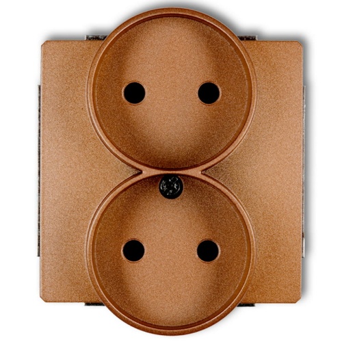 Mechanizm gniazda podwójnego 8DGPR-2P do ramki 2x2P bez uziemienia złoty metalik Deco Karlik