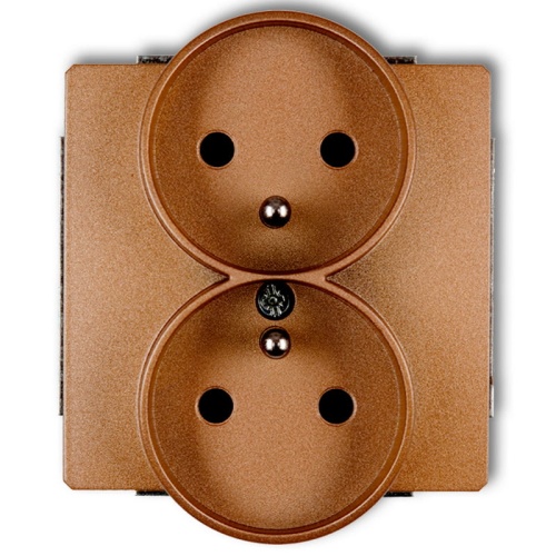 Mechanizm gniazda podwójnego 8DGPR-2ZP do ramki 2x(2P+Z) z uziemieniem złoty metalik Deco Karlik