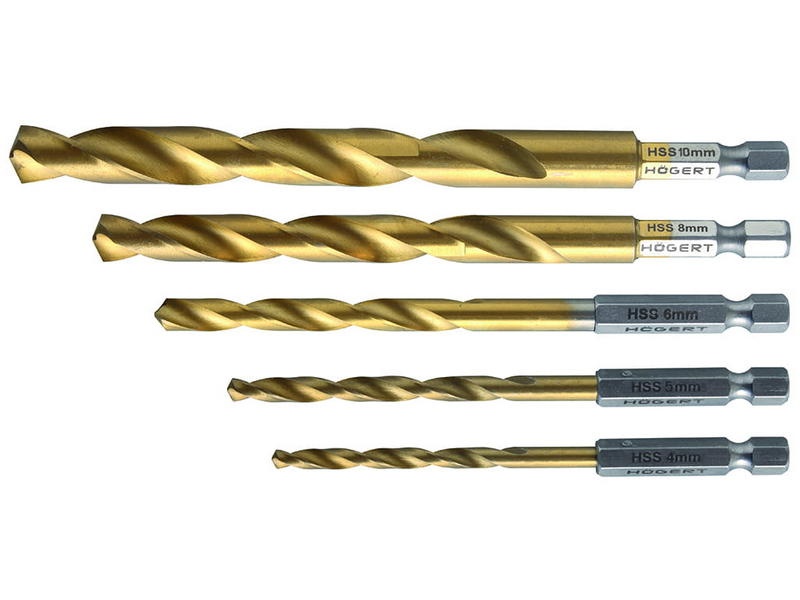 Zestaw wierteł HT6D180 do metalu 5 szt uchwyt HEX Högert