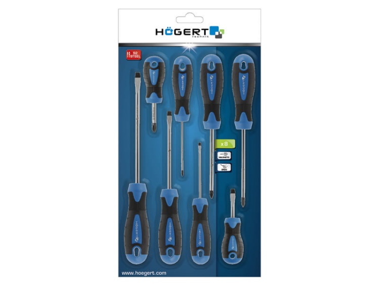 Zestaw wkrętaków HT1S096 8 sztuk stal S2 Högert