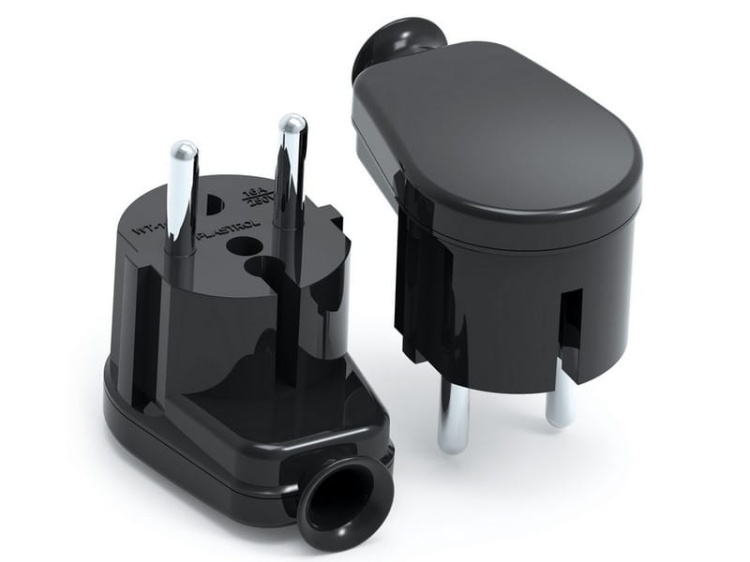 Wtyczka kątowa rozbieralna 230V 16A WT-16B czarna PLASTROL
