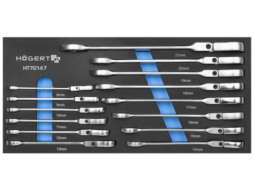 Zestaw kluczy płasko-oczkowych z przegubem 14 szt wkład EVA HT7G147 Högert