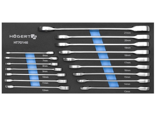 Zestaw kluczy płasko-oczkowych z grzechotką 16 szt wkład EVA HT7G146 Högert