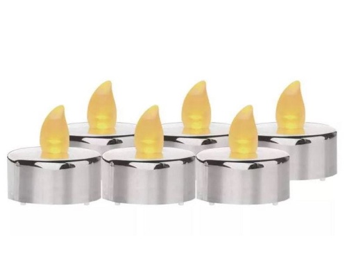 Świeczki LED DCCV12 tealight srebrne 6x CR2032