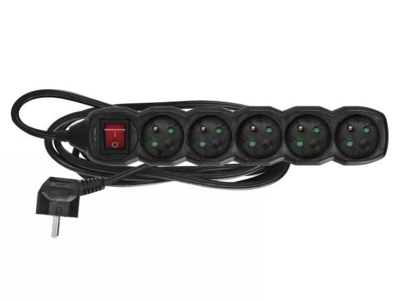 Przedłużacz PC1513 5G 3m z wyłącznikiem czarny