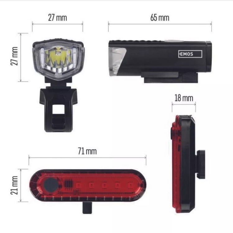 Ładowalne lampy rowerowe komplet przód + tył 90 lm EMOS P3923 wymiary.jpg