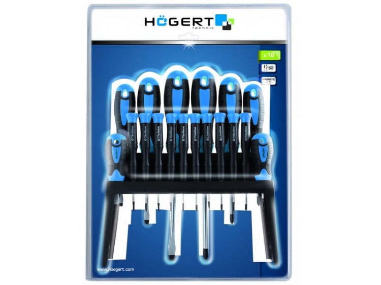 Wkrętaki zestaw 18 sztuk HT1S098 Högert opakowanie.jpg