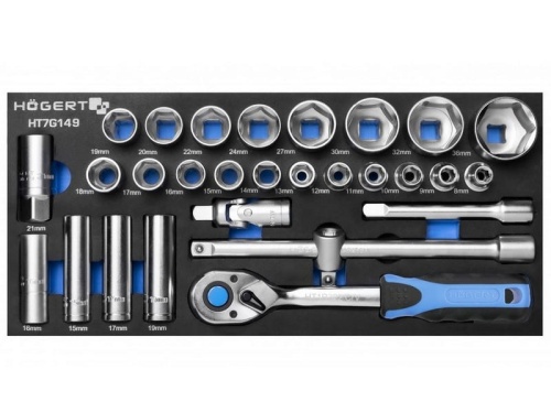 Zestaw narzędzi z grzechotką 28 szt wkład EVA HT7G149 Högert.jpg