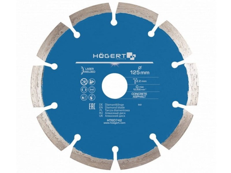 Tarcza diamentowa 125mm laserowo spawana HT6D742 Högert.jpg