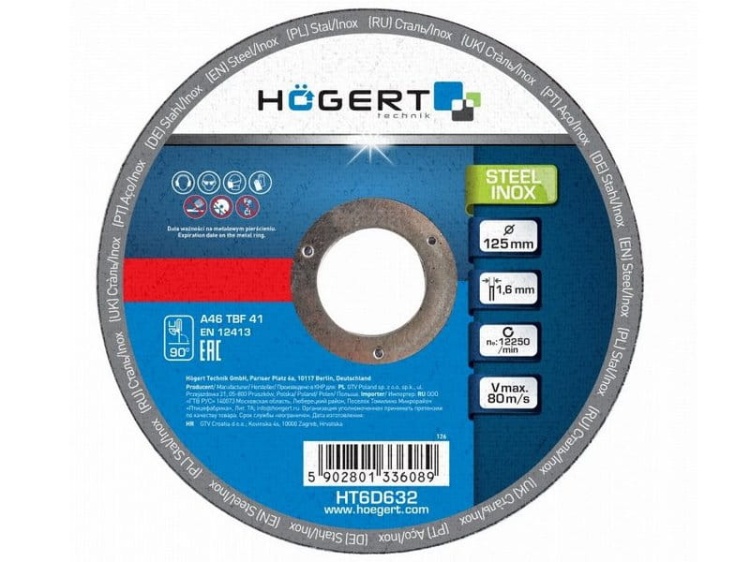 Tarcza korundowa do cięcia metalu i inoxu 10 szt. 125mm HT5D632 Högert.jpg
