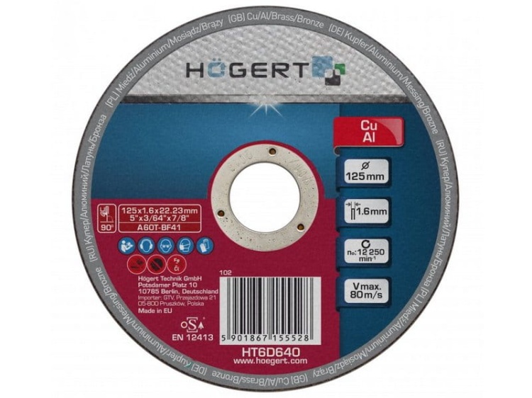 Tarcza korundowa do cięcia miedzi i aluminium 125mm HT6D640 Högert.jpg