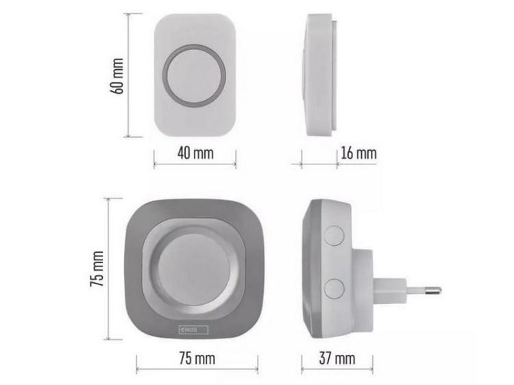Dzwonek bezprzewodowy do drzwi P5733S srebrny EMOS wymiary.jpg