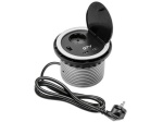 Gniazdo meblowe CHARGER Ø10cm ładowarka USB przewód 1,5m 1x2P+Z 1xUSB schuko.jpg