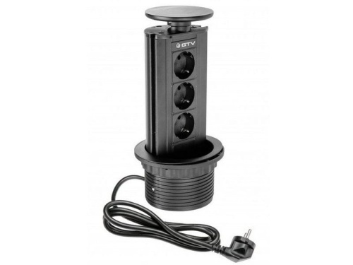 Gniazdo meblowe Ø10cm wysuwane z blatu przewód 1,5m 3x2P+Z schuko czarne.jpg