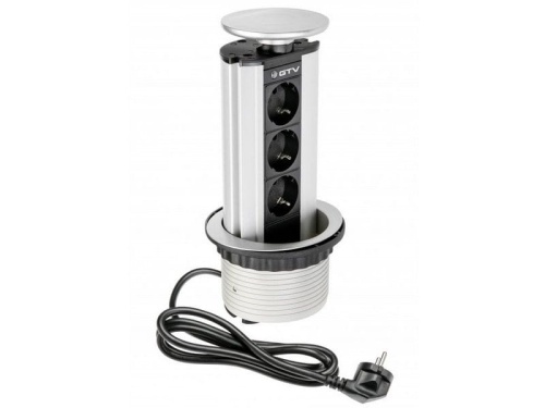 Gniazdo meblowe Ø10cm wysuwane z blatu przewód 1,5m 3x2P+Z schuko srebrne.jpg