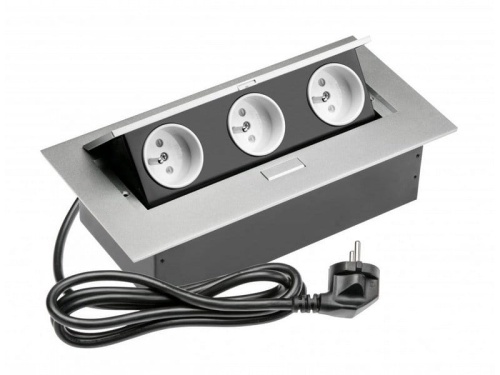 Gniazdo wpuszczane w blat przewód 1,5m 3x2P+Z srebrne.jpg