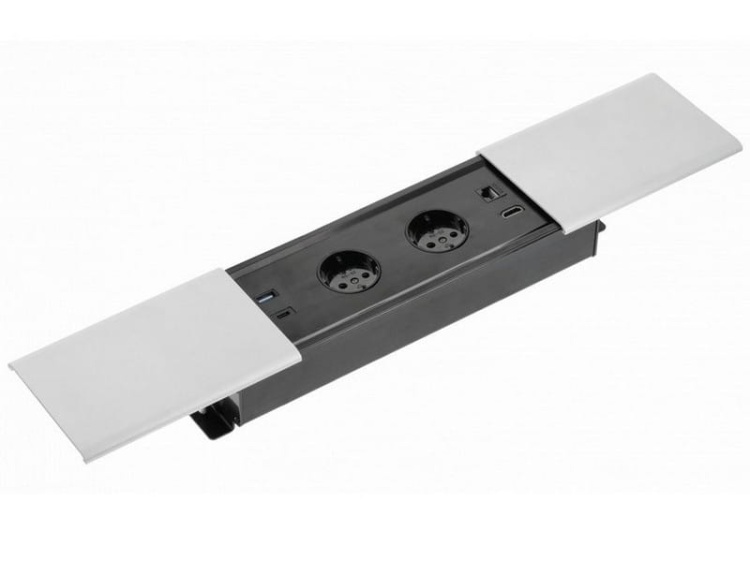 Gniazdo PRESTINO ładowarka USB przewód 1,5m 1xHDMI 1xRJ45 schuko srebrne.jpg