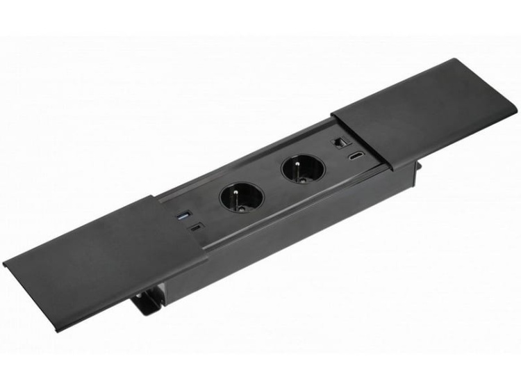Gniazdo wpuszczane w blat PRESTINO ładowarka USB przewód 1,5m 2x2P+Z 2xUSB 1xHDMI 1xRJ45 czarny.jpg
