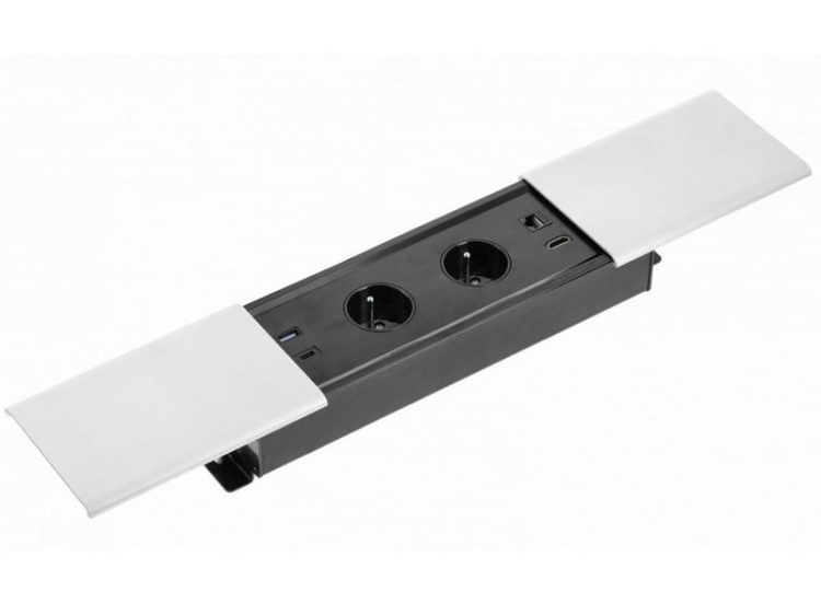 Gniazdo wpuszczane w blat PRESTINO ładowarka USB przewód 1,5m 2x2P+Z 2xUSB 1xHDMI 1xRJ45 srebrne.jpg