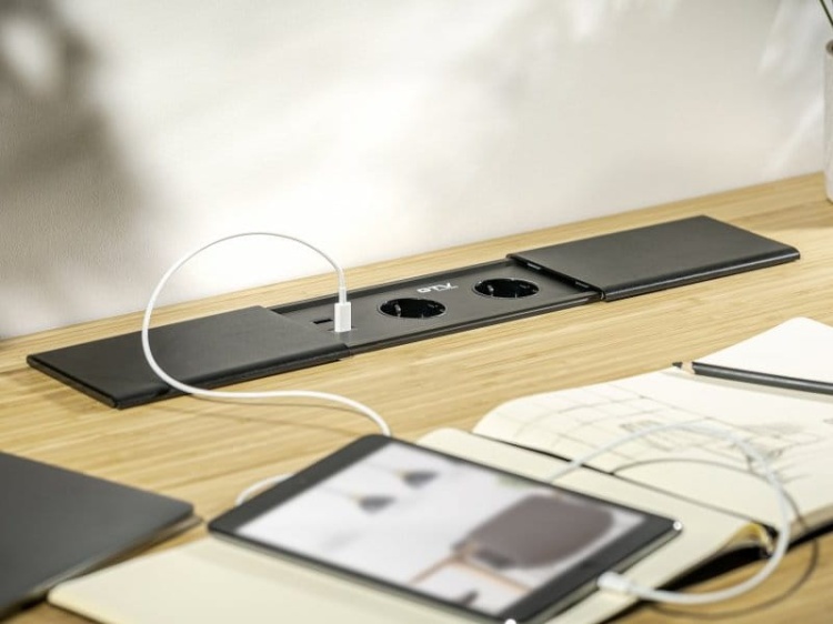 Gniazdo PRESTINO ładowarka USB przewód 1xHDMI 1xRJ45 schuko czarne aranżacja.jpg