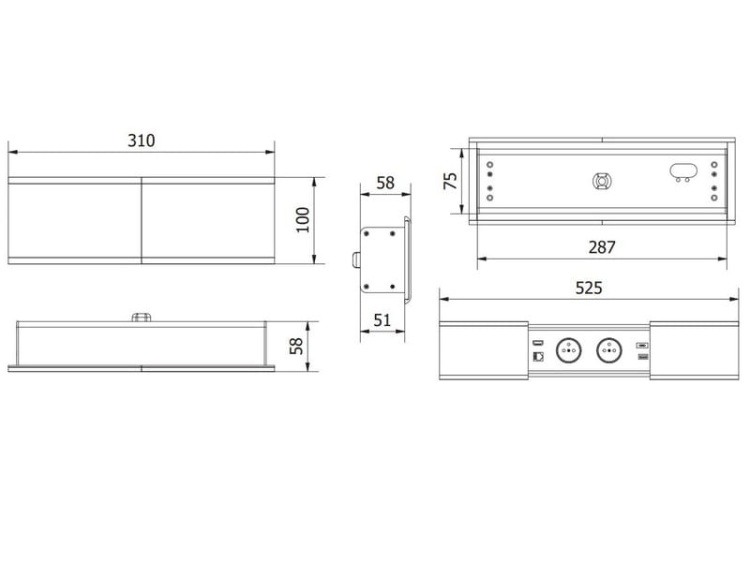Gniazdo PRESTINO ładowarka USB przewód 1xHDMI 1xRJ45 srebrne wymiary.jpg