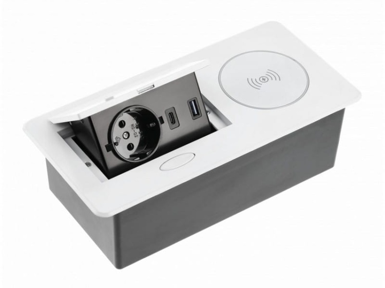 Gniazdo AVARO PLUS ładowarka indukcyjna i USB przewód schuko białe.jpg