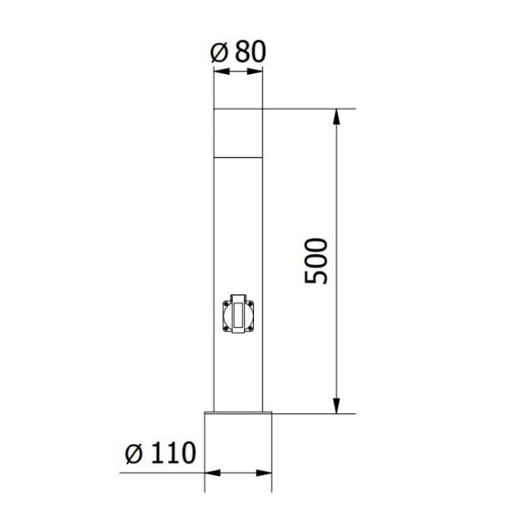 Oprawa ogrodowa LARGO-P 50cm E27 15W IP44 gniazdo 2500W słupek grafit wymiary.jpg