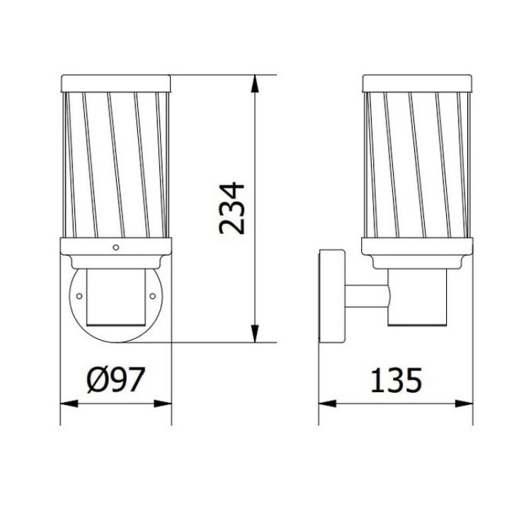 Lampa elewacyjna E27 z transparentnym kloszem wymiar