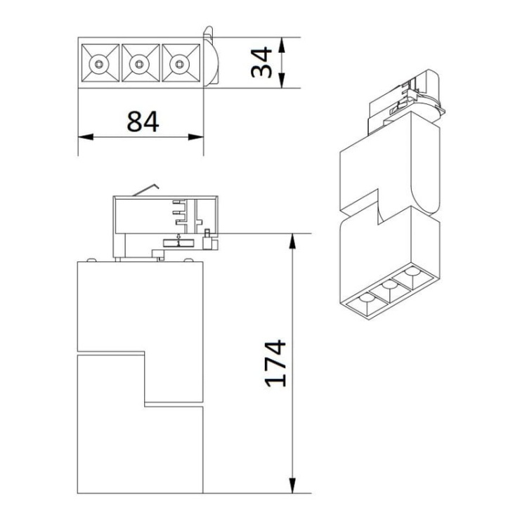 Reflektor LED SIERRA 8W 720lm IP20 IK08 48° 4000K biały wymiary.jpg