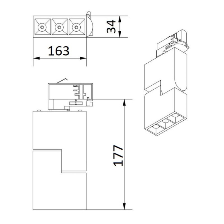 Reflektor LED SIERRA 18W 1620lm IP20 IK08 48° 4000K biały GTV wymiary.jpg