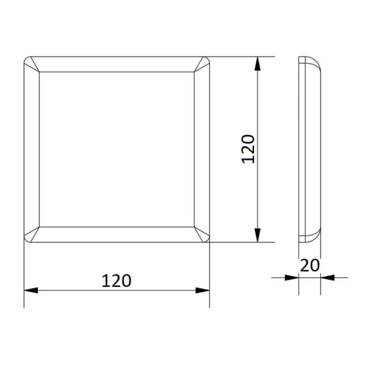 Oprawa downlight LED SORA 12W 120° 4000K 1200lm IP54 kwadrat GTV wymiary.jpg