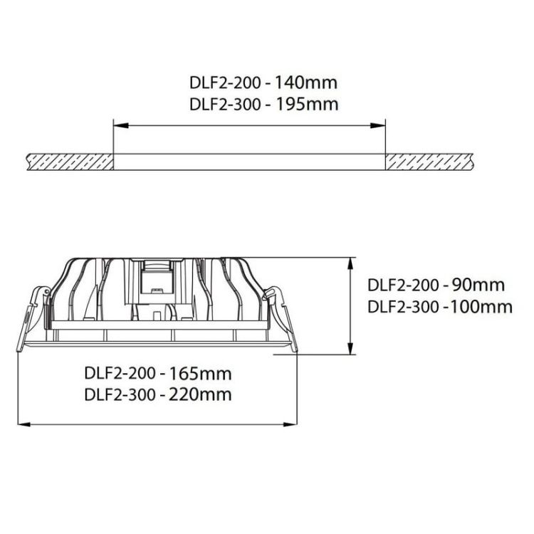 Oprawa podtynkowa LED FALED 2 20W 4000K 2200lm IP44 biała BEMKO wymiary.jpg