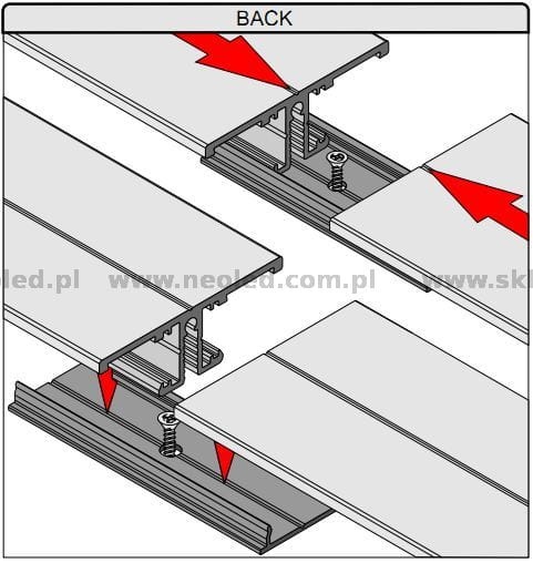 Łącznik X do profilu led aluminiowy Topmet BACK