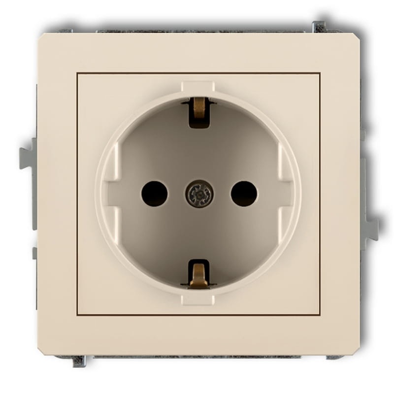 Mechanizm gniazda pojedynczego z uziemieniem schuko 2P+Z (przesłony torów prądowych) beżowy