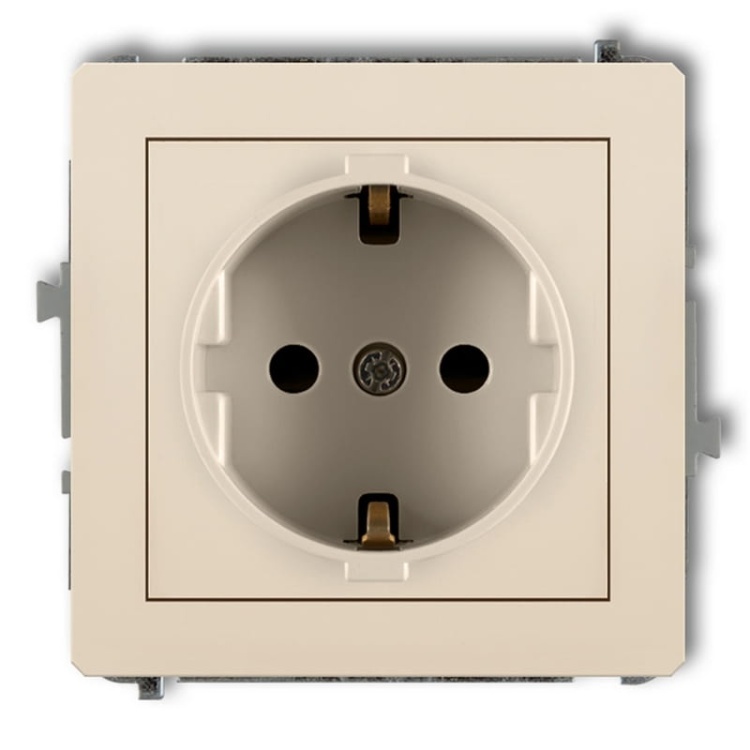 Mechanizm gniazda pojedynczego z uziemieniem schuko 2P+Z (przesłony torów prądowych) beżowy