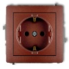 Mechanizm gniazda pojedynczego z uziemieniem schuko 2P+Z (przesłony torów prądowych) brązowy metalik 9DGP-1SP