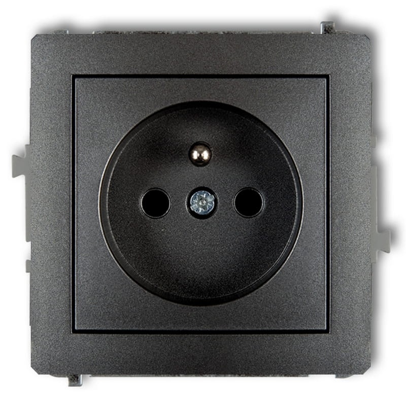 Mechanizm gniazda pojedynczego z uziemieniem 2P+Z grafit 11DGP-1ZP