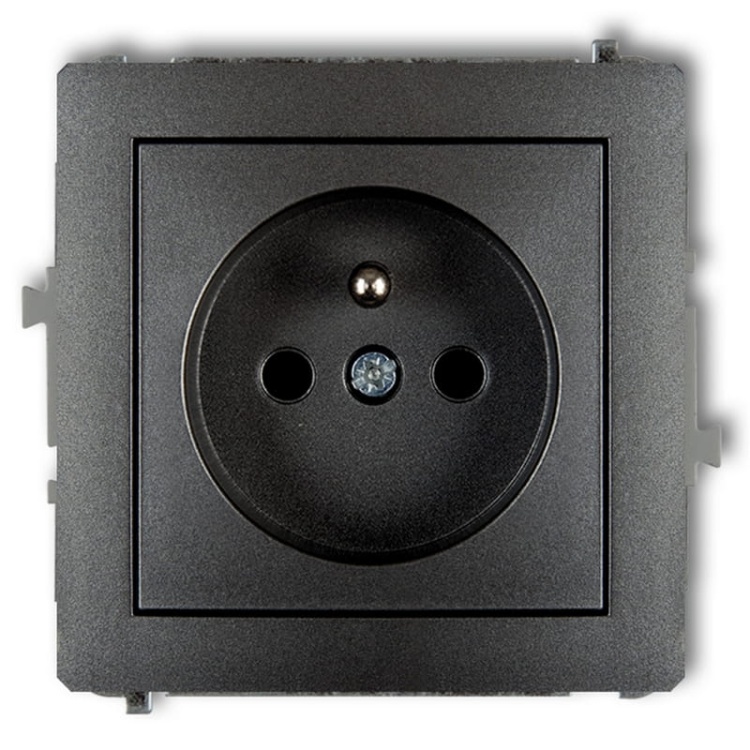 Mechanizm gniazda pojedynczego z uziemieniem 2P+Z grafit 11DGP-1ZP