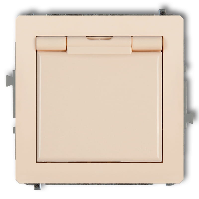 Mechanizm gniazda bryzgoszczelnego z uziemieniem schuko 2P+Z klapką 1DGPB-1SP beżowy