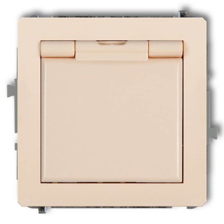 Mechanizm gniazda bryzgoszczelnego z uziemieniem schuko 2P+Z klapką 1DGPB-1SP beżowy