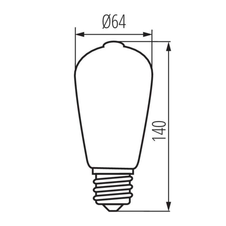 Żarówka LED XLED ST64C E27 7W 806lm 4000K 320° Kanlux 33513 wymiary.jpg